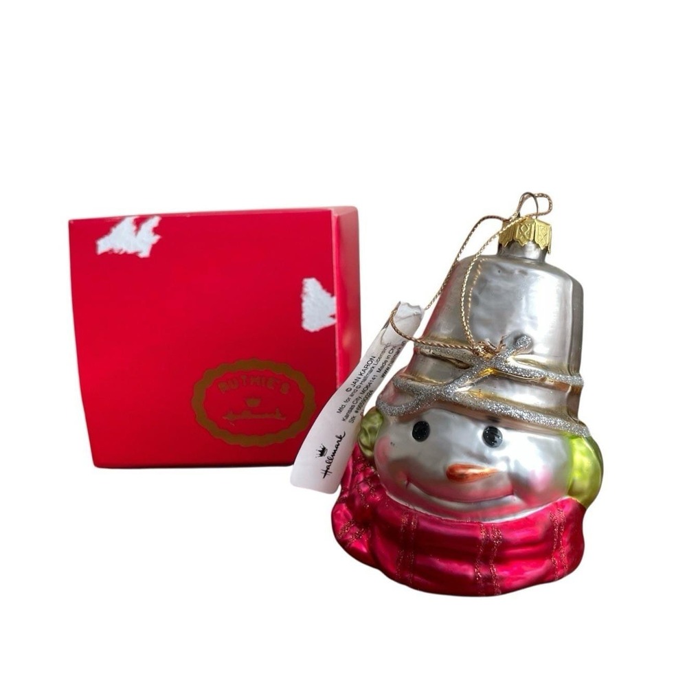 Hallmark Mitford Snowman Blown Glass Ornament Figural Jan Karon Christmas